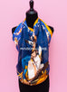 Hermes "Pani La Shar Pawnee" Blue Wash Twill Silk 90 cm Scarf
