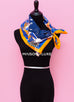 Hermes "Pani La Shar Pawnee" Blue Wash Twill Silk 90 cm Scarf