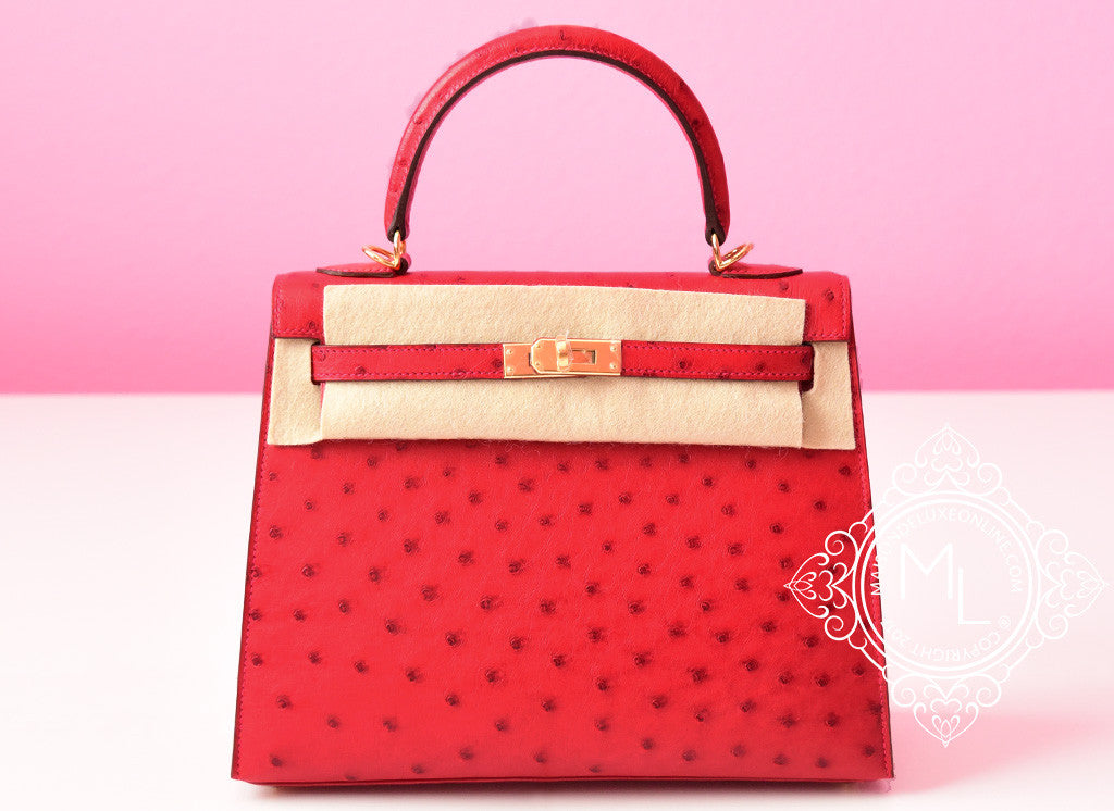 Hermes Kelly Handbag Red Epsom with Gold Hardware 25 Red 22175233