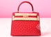 Hermes Rouge Vif GHW Ostrich Sellier Kelly 25 Handbag