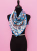 Hermes "Panoplie Equestre" Blue Gray Twill Silk 90 cm Scarf