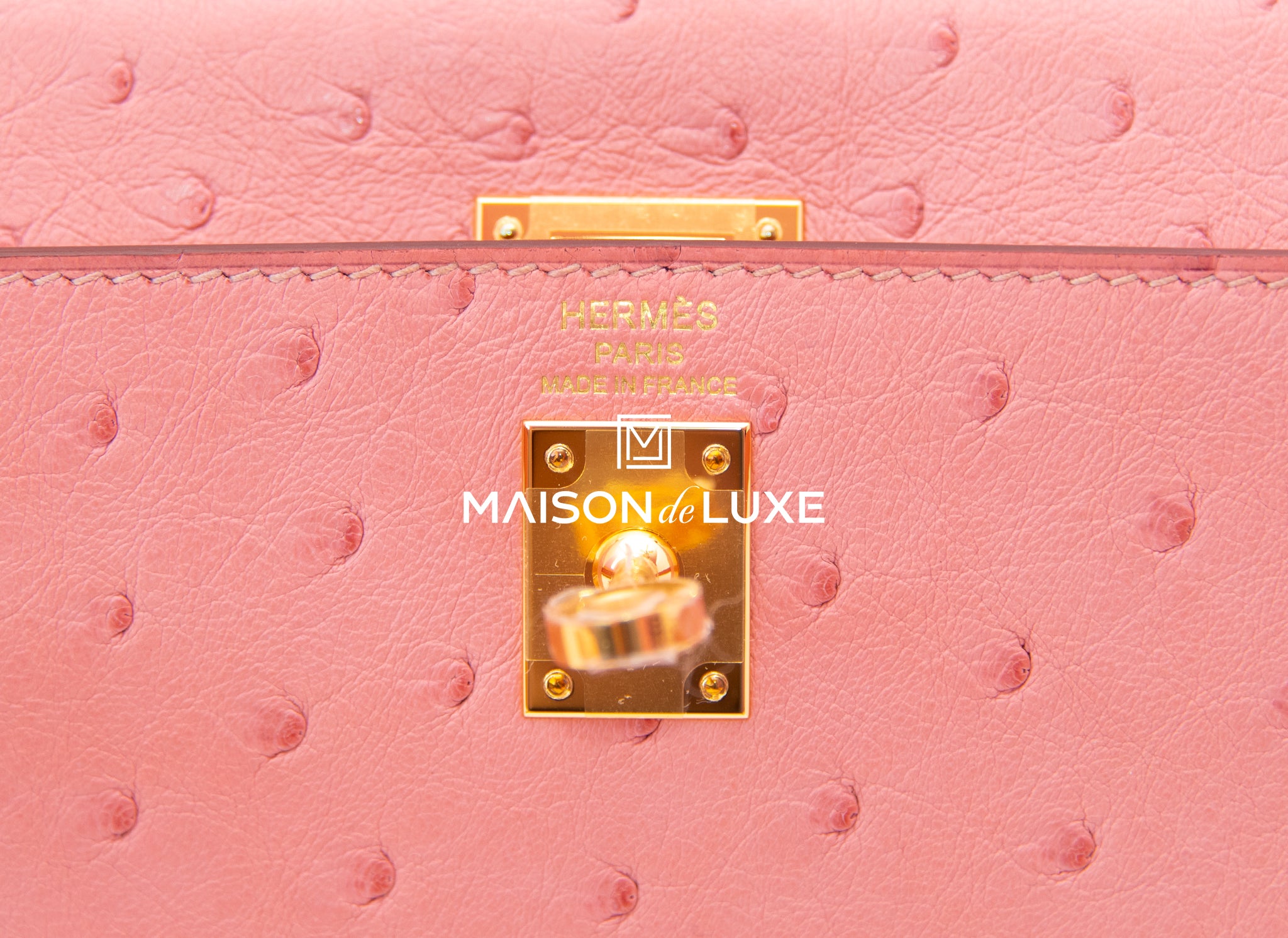 Hermes Kelly Sellier 25 Terre Cuite Ostrich Gold Hardware Handbag