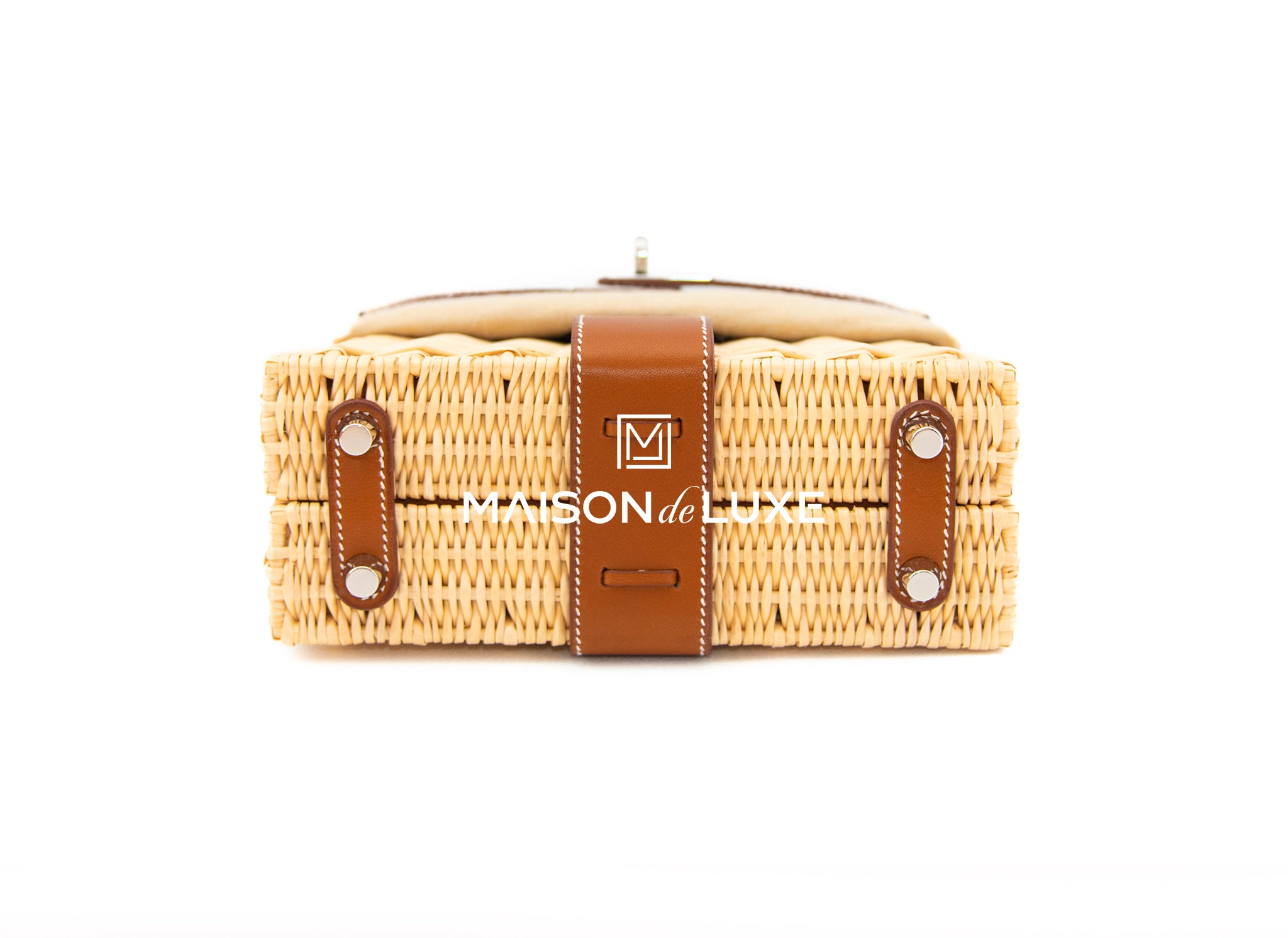 Hermes Picnic Straw Leather Natural Brown Tray 0043 in 2023