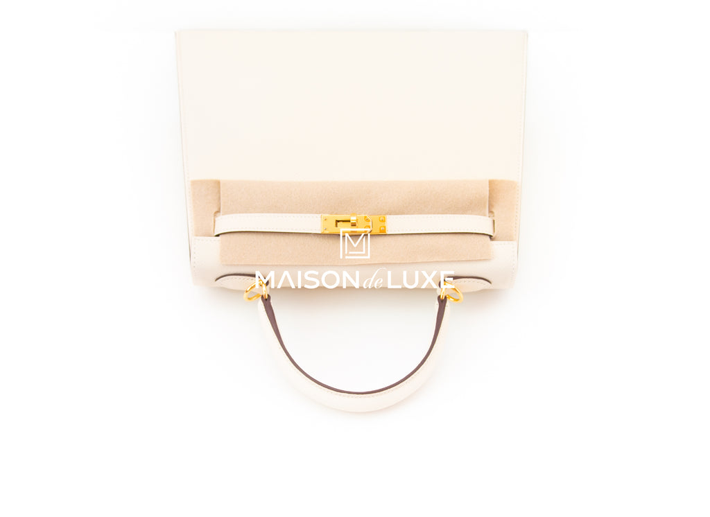 Hermes HSS Kelly Sellier 25 Rose Sakura and Nata Chevre Brushed Gold  Hardware – Madison Avenue Couture