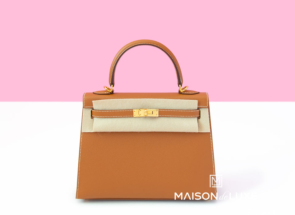 Hermes Kelly Sellier 25 Gold Brown Epsom - front