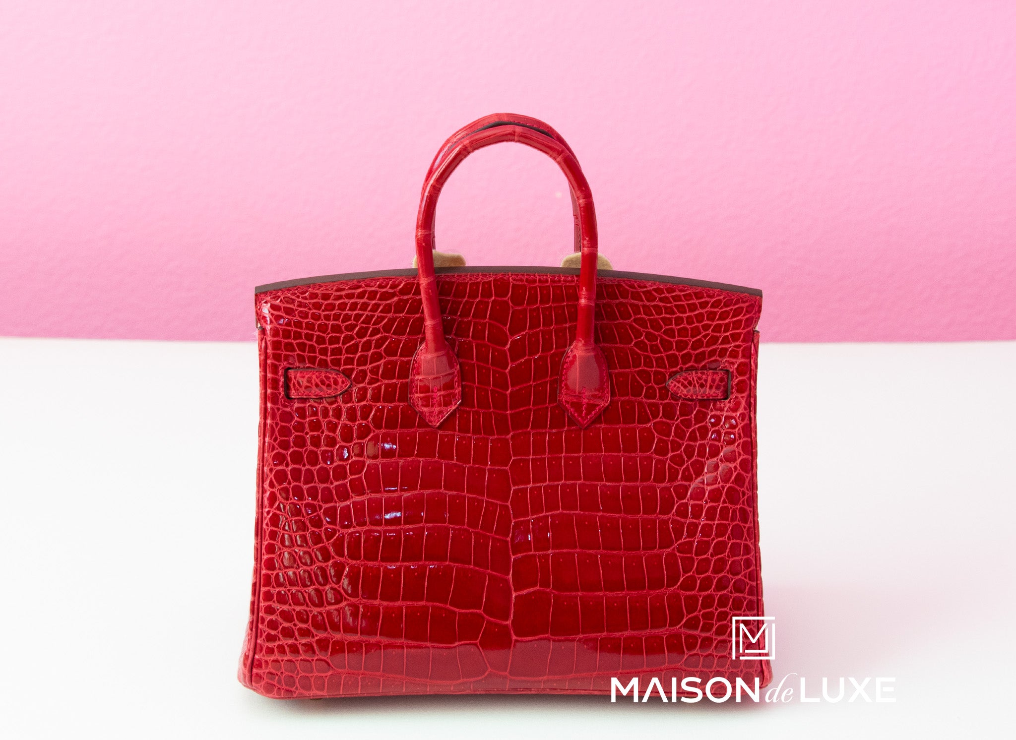 Hermes Braise Red Crocodile Birkin 25 Handbag - MAISON de LUXE