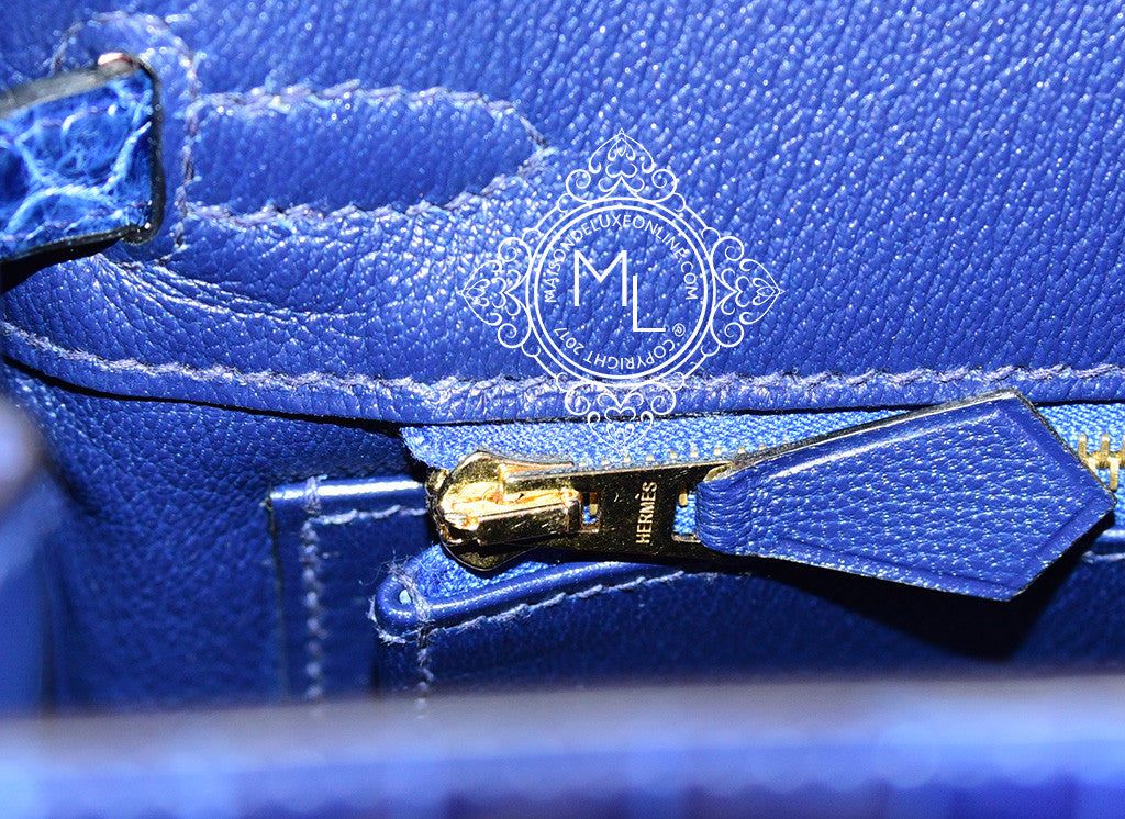 Brand New Hermes Kelly 25 Blue Sapphire Epsom GHW For Sale at