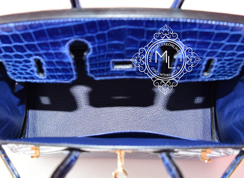 BNIB EXOTIC HERMES BIRKIN 25cm SHINY BLUE SAPPHIRE