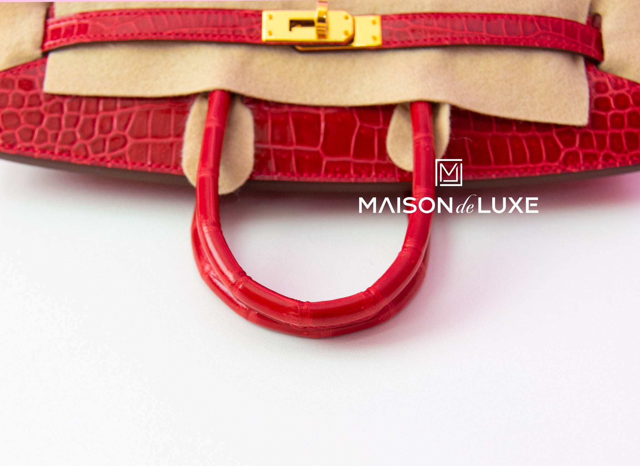 Hermes Braise Red POROSUS Crocodile Birkin 25 Handbag - MAISON de LUXE