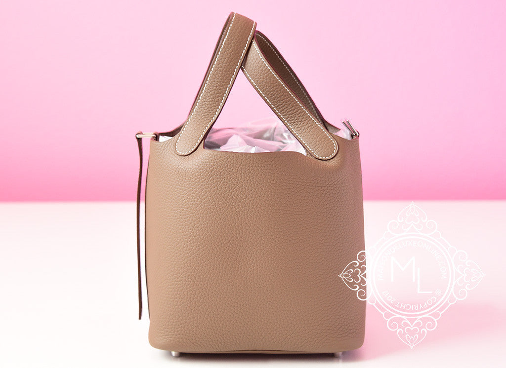 Hermes Etoupe Etain Grey Picotin Lock 18 PM Handbag Bag Birkin Kelly MAISON de LUXE