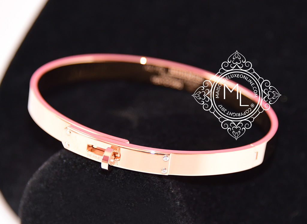 Hermes Rose Gold 4 Diamonds Kelly Bracelet SH