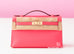 Hermes Rose Azalee Epsom Kelly Pochette Clutch