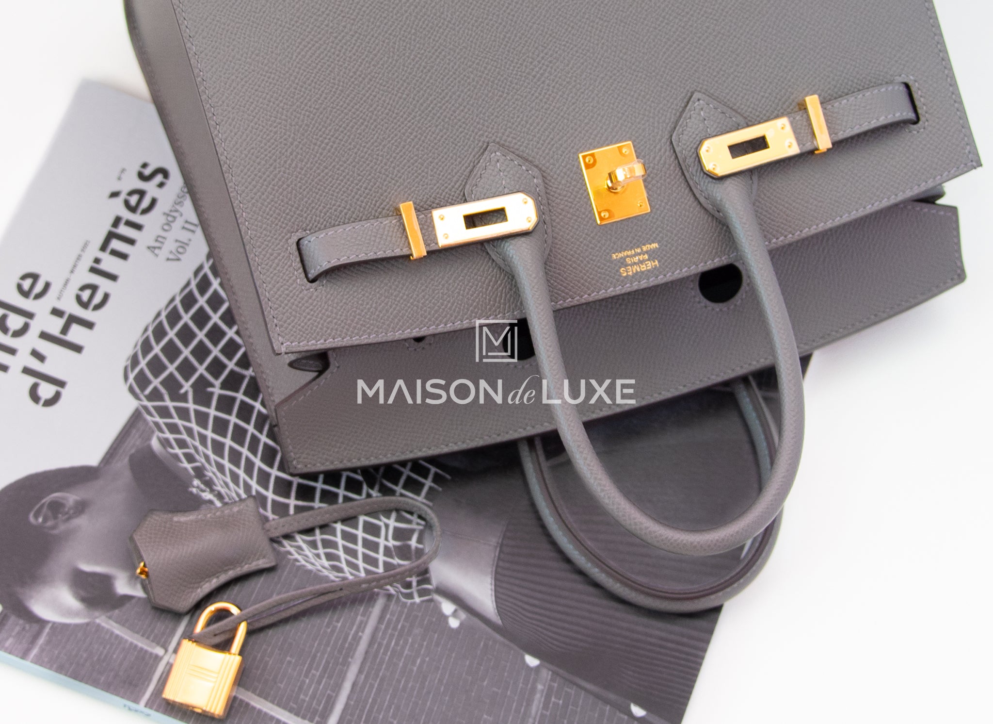 Hermes Gris Meyer Gray Epsom Gold Hardware Sellier Birkin 25