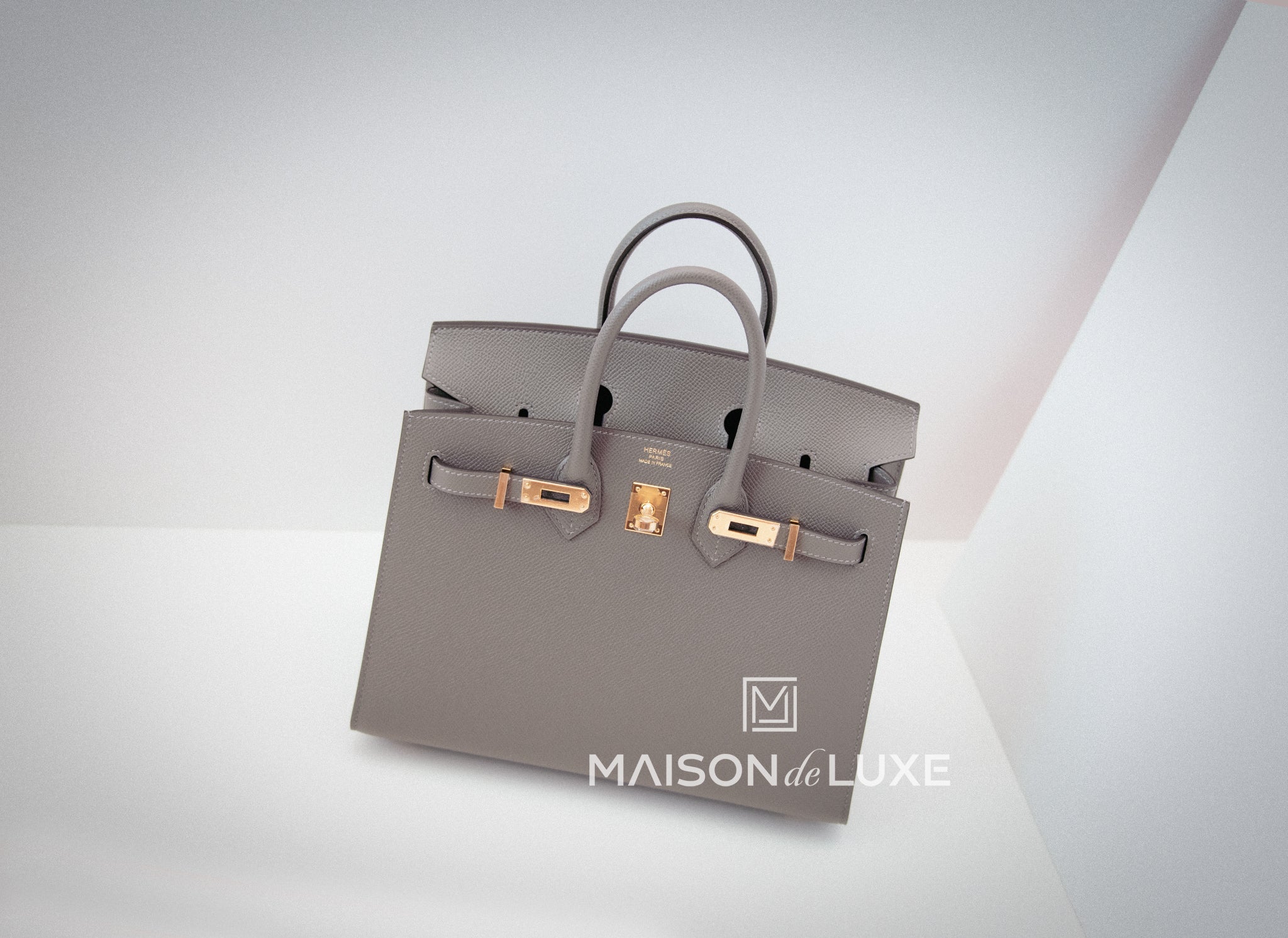 Hermes Personal Birkin bag 25 Gris mouette/ Black Epsom leather Matt gold  hardware