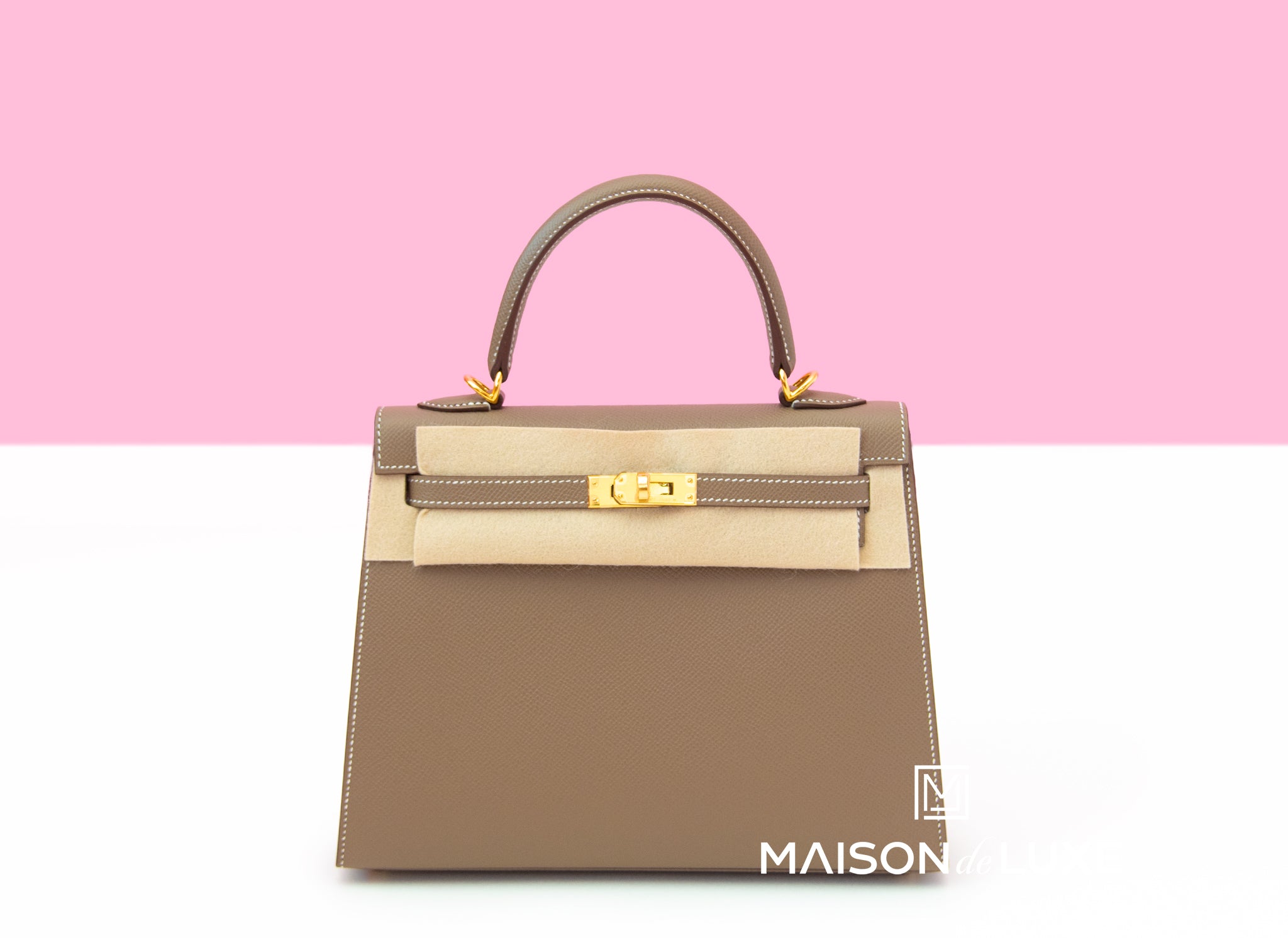 Hermes Kelly 25 Epsom Etoupe Palladium Hardware