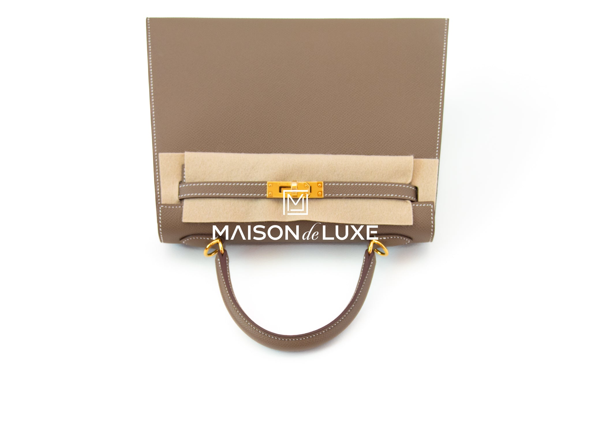 Hermes Gray Brown Etoupe Sellier Epsom Kelly 25 Bag Handbag Gold – MAISON  de LUXE