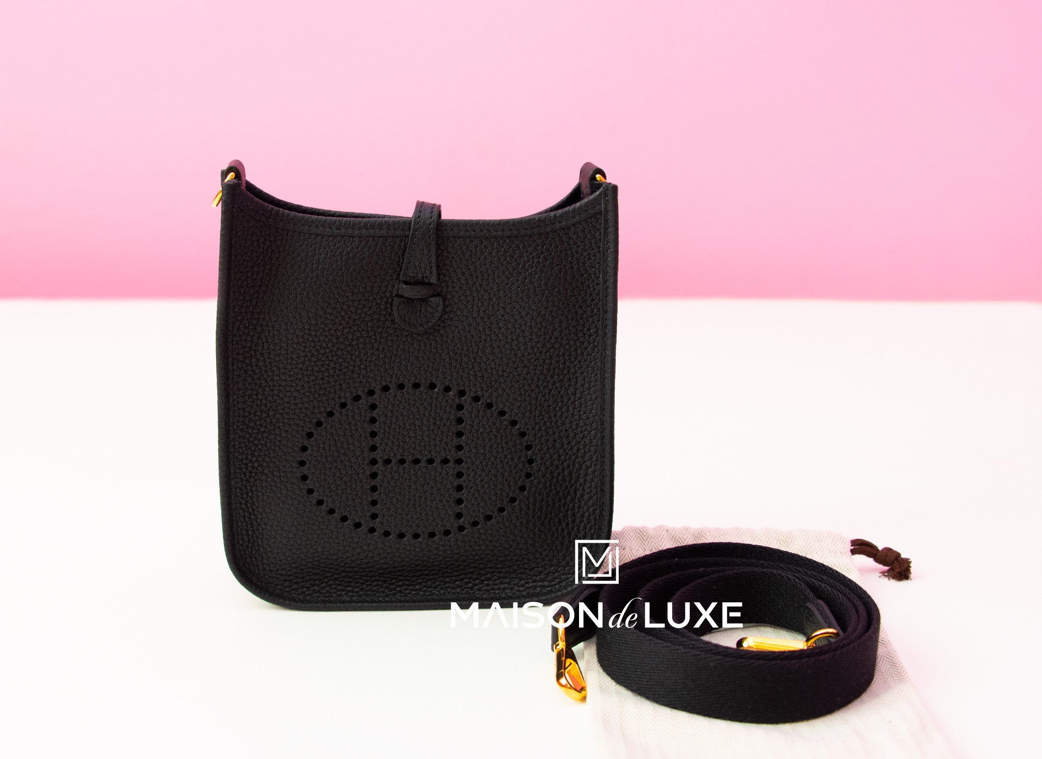 Hermes Mini Evelyne Black / CC89 Togo TPM Shoulder Bags GHW