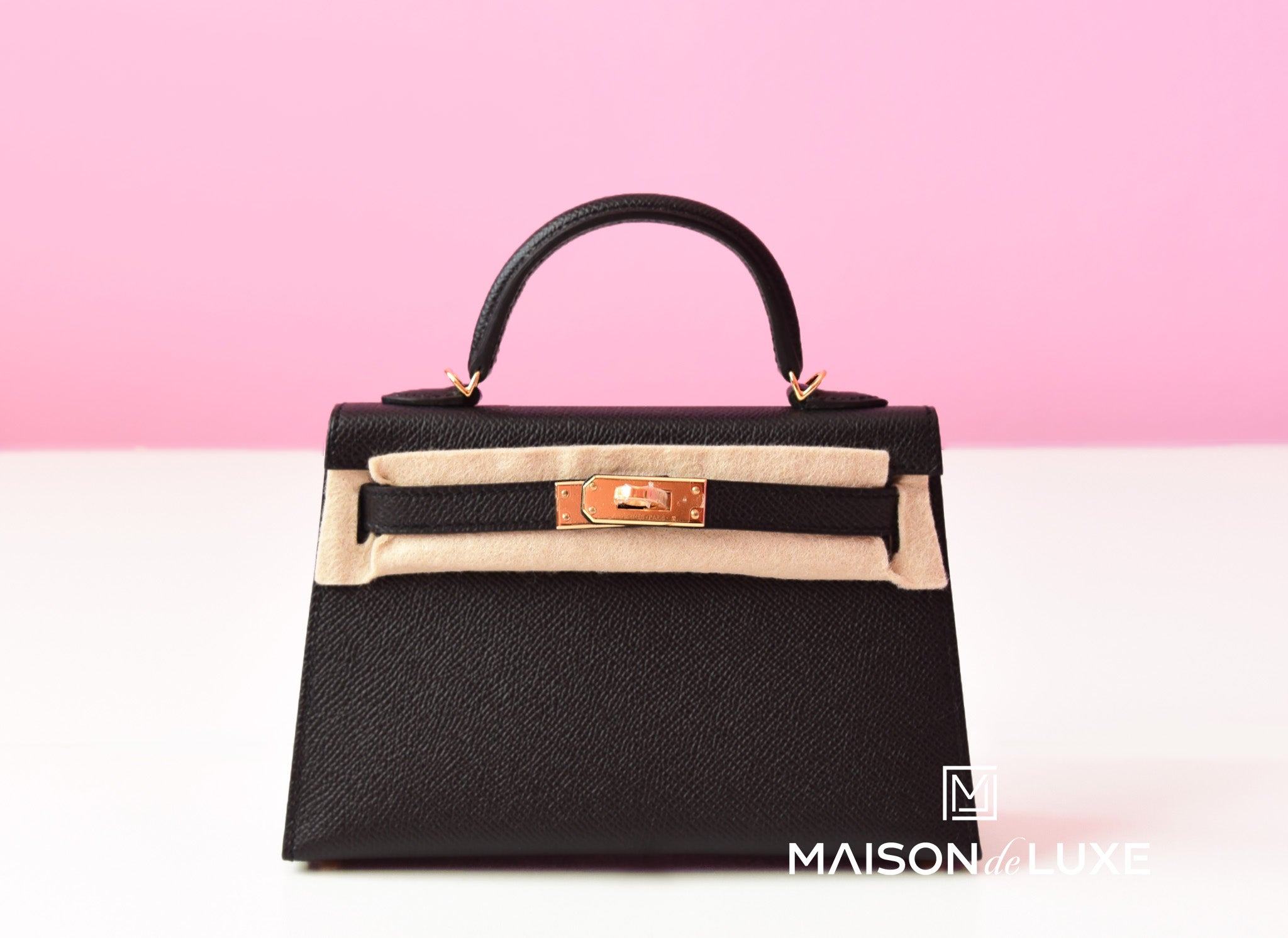 Hermes Black Mini Kelly II 20 Pochette Clutch Bag MAISON de LUXE