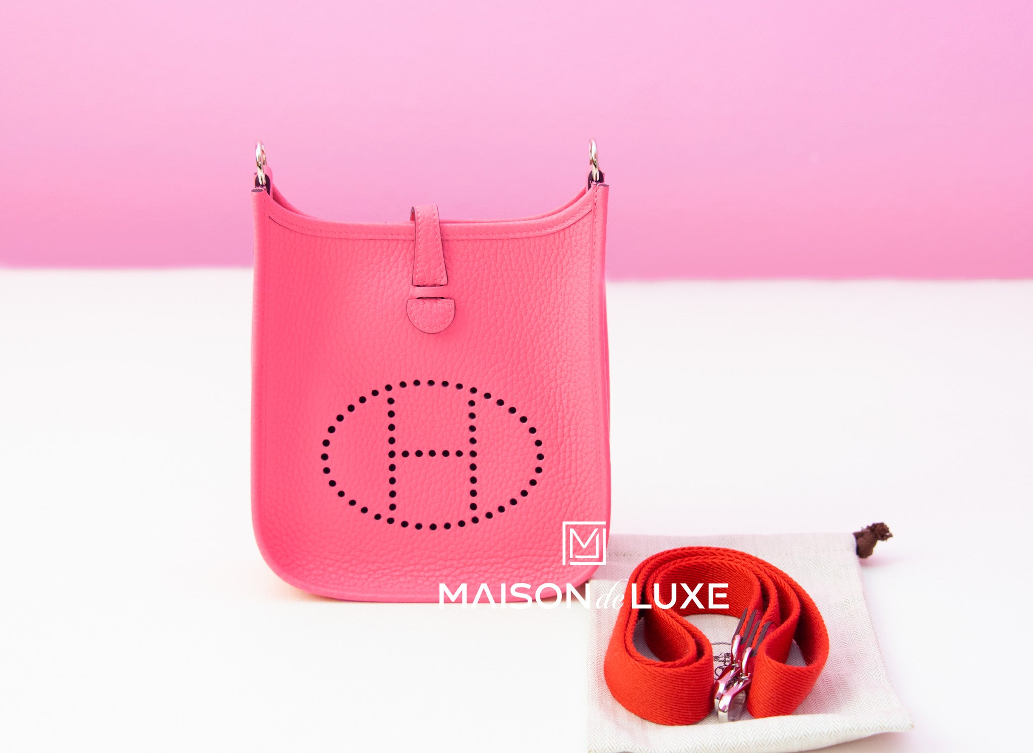 Hermes Rose Azalee Pink Mini TPM Evelyne Messenger Crossbody Bag – MAISON  de LUXE