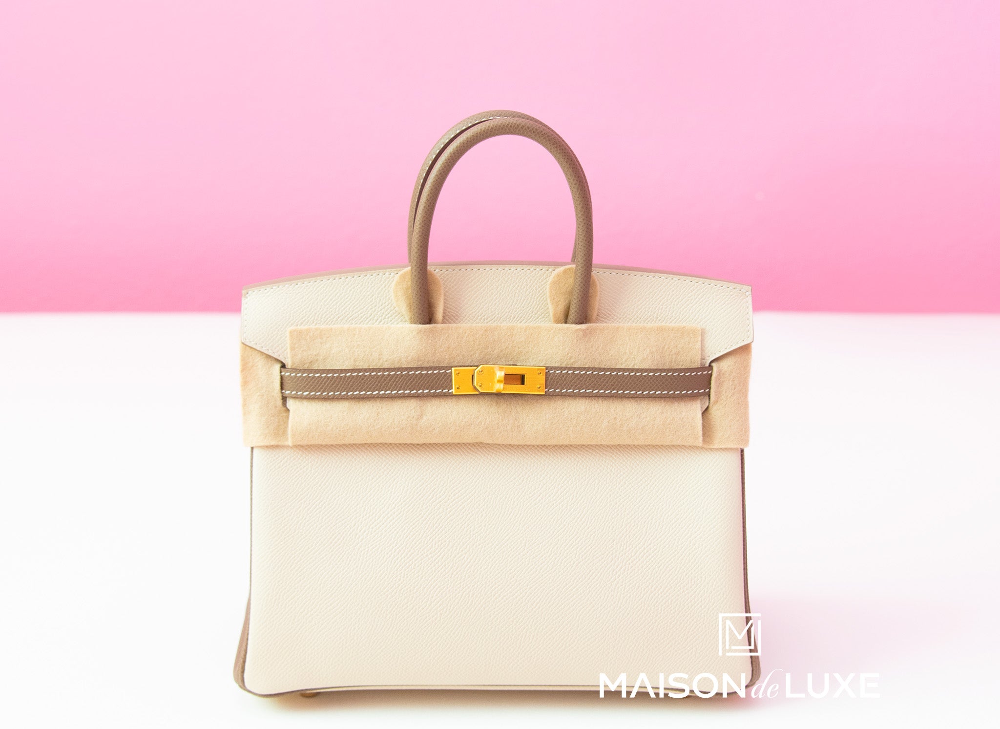 Hermes 25cm Birkin Bag in Cream Crais