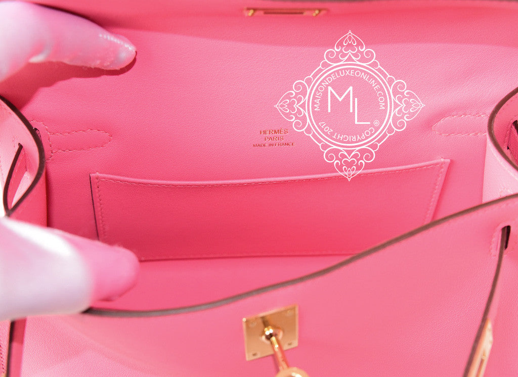 Hermes Mini Kelly Pochette Rose Azalée Swift Gold Hardware