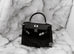 Hermes Kelly 28 Black Shiny Porosus Crocodile