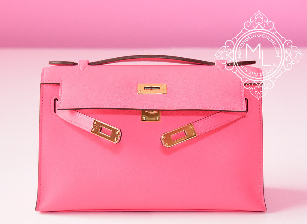 Hermès MiniKelly Pochette Rose Azalee 8W Epsom Leather Gold Hardware –  SukiLux