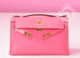 Hermes Rose Azalee PHW Mini Kelly Pochette Clutch