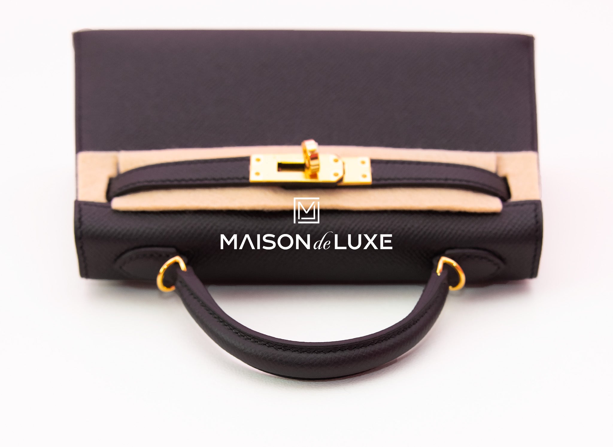 Hermes Noir Black GHW Epsom Mini Kelly Pochette - MAISON de LUXE