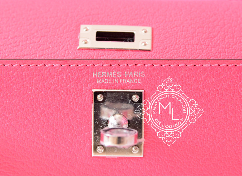 Hermes Mini Kelly II 20 Rose Sakura & Gris Perle Chèvre - MAISON de LUXE