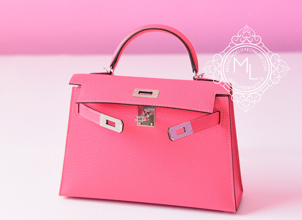 Hermes Pink Epsom Kelly Mini II 20cm Handmade Bag