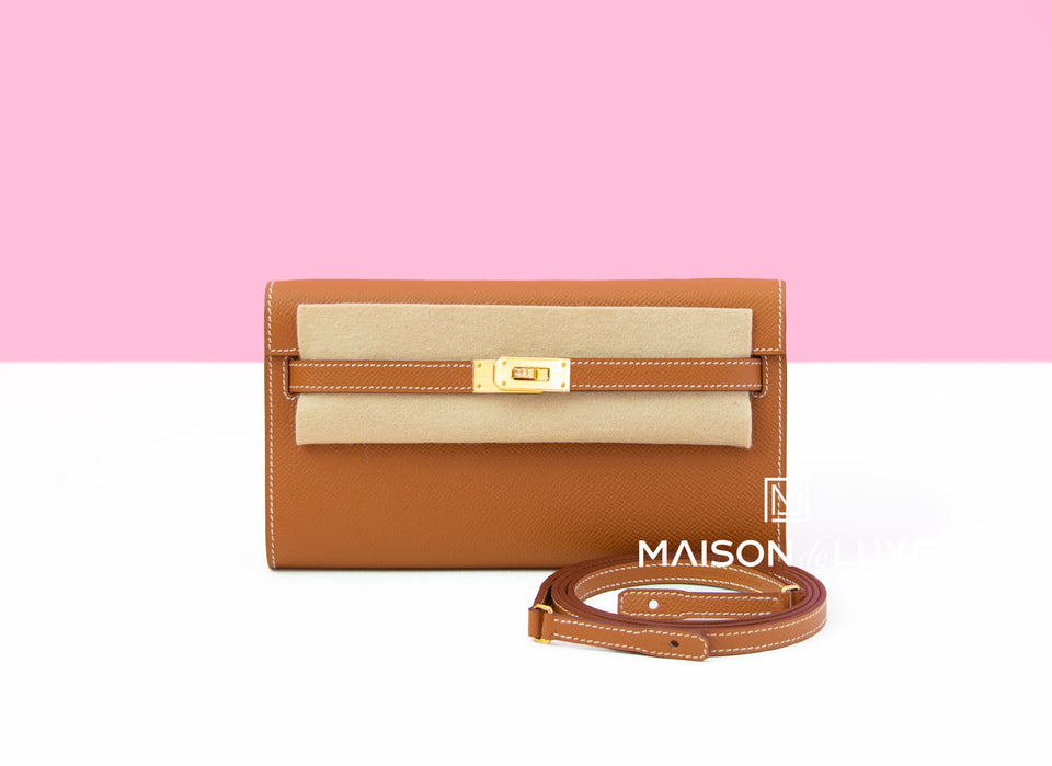 Hermes Gold Epsom Kelly To Go Wallet Bag Pochette Clutch – MAISON de LUXE