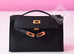 Hermes Noir Black GHW Epsom Mini Kelly Pochette