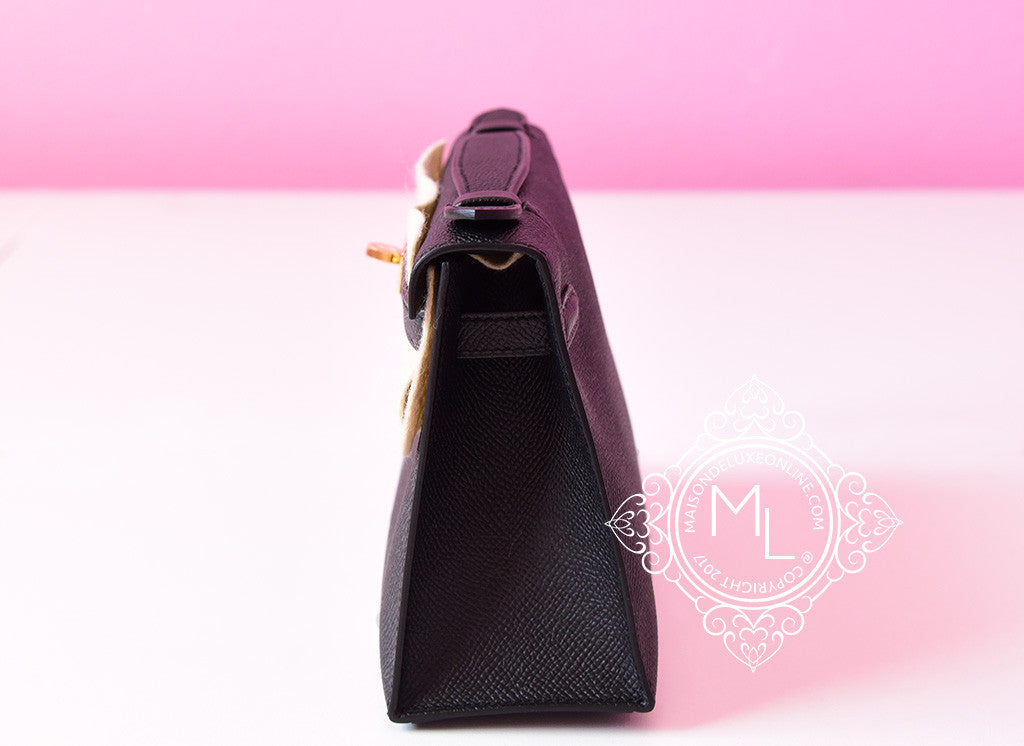 Hermes Kelly Pochette KELLY Handbag Purse Black Evergrain 2.S □H