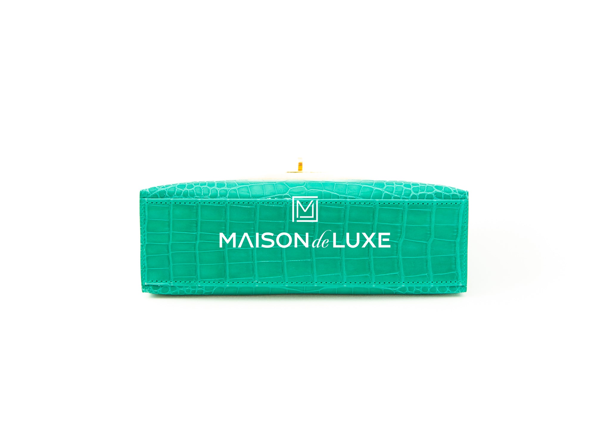 Hermes Mini Kelly Pochette Vert Jade Green Crocodile Alligator Clutch