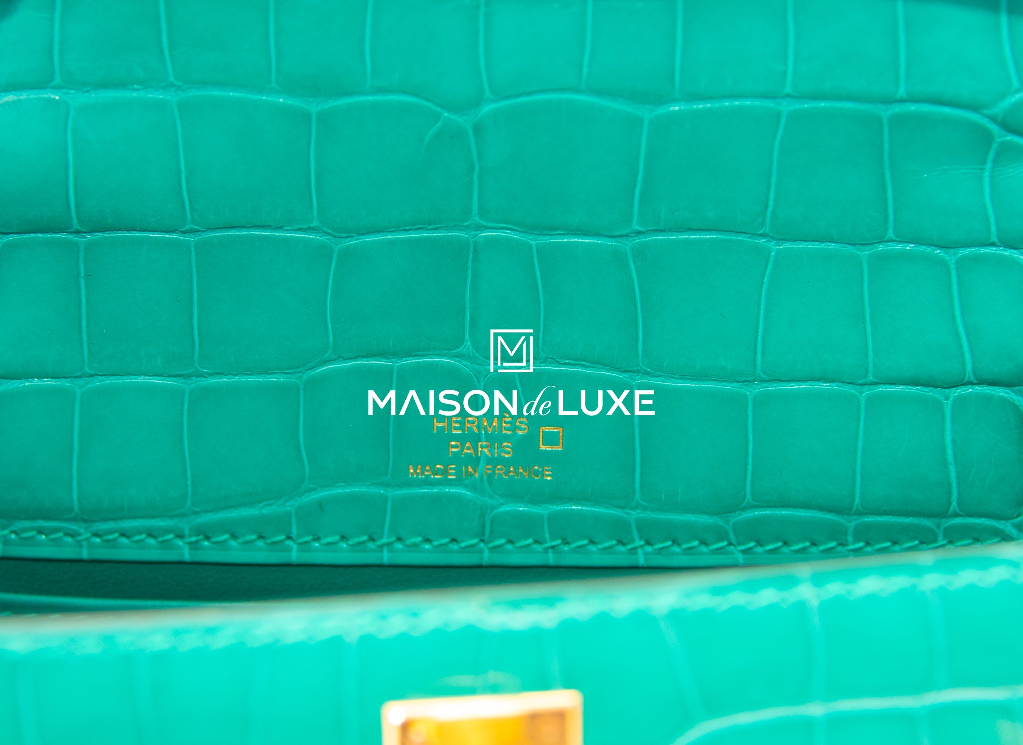 Hermes Mini Kelly Pochette Vert Jade Green Crocodile Alligator Clutch