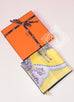 Hermes Jaune Vif Parme Ciel Twill Silk 90 cm Paperoles Scarf
