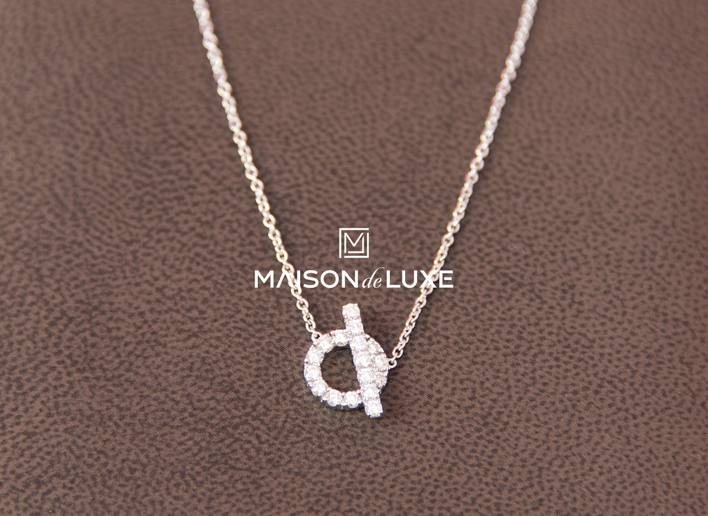 Hermes White Gold Diamond Finesse Pendant Necklace - MAISON de LUXE