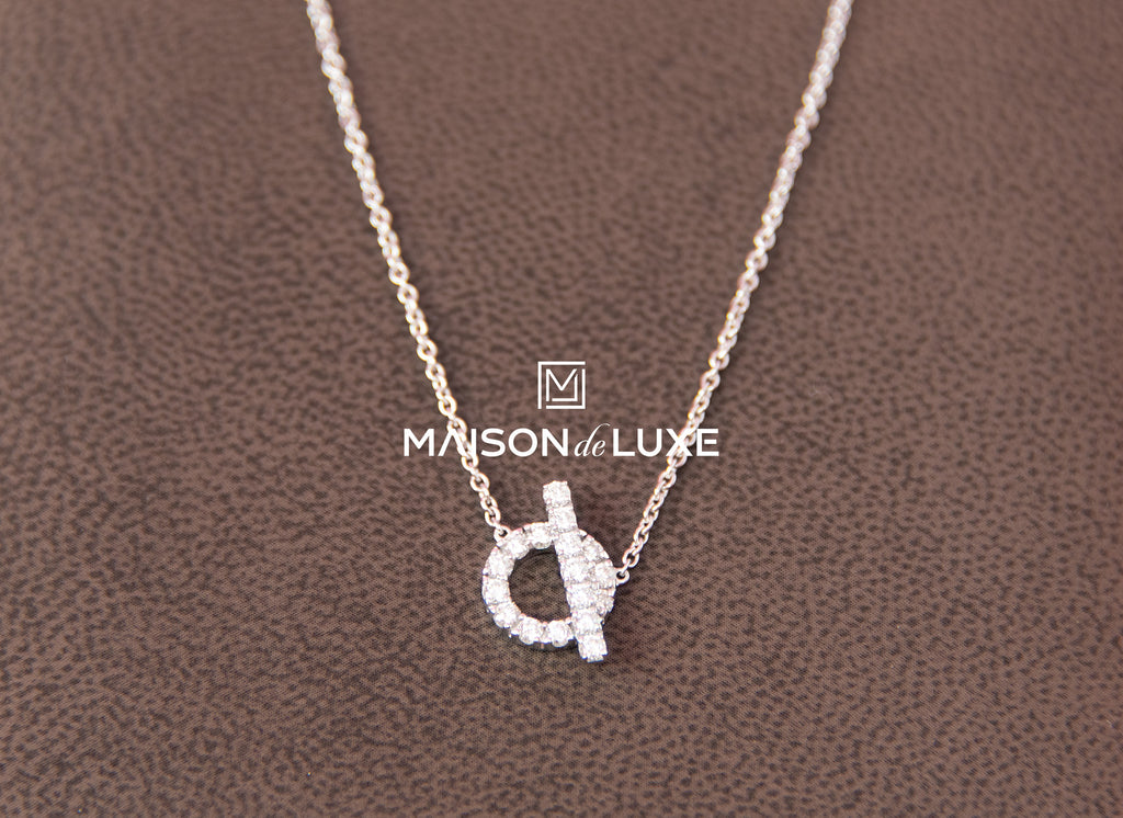 Hermes White Gold Diamond Finesse Pendant Necklace