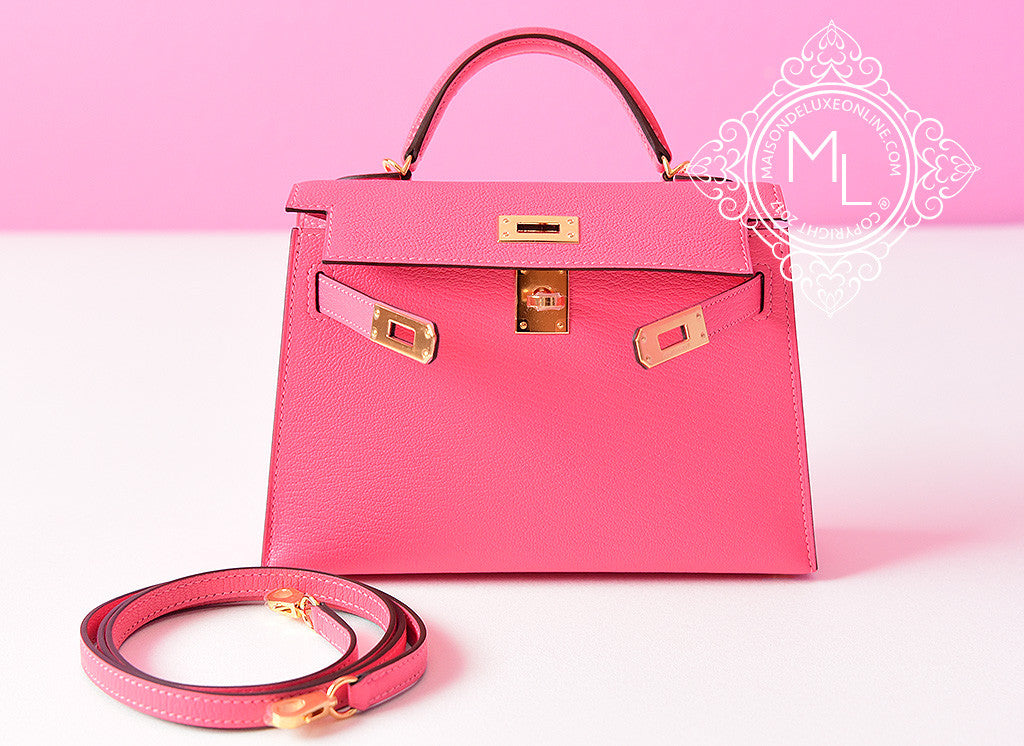 Hermes Mini pochette chamois Rose Pink Silver Hardware PHW 22cm Full  Handmade - lushenticbags