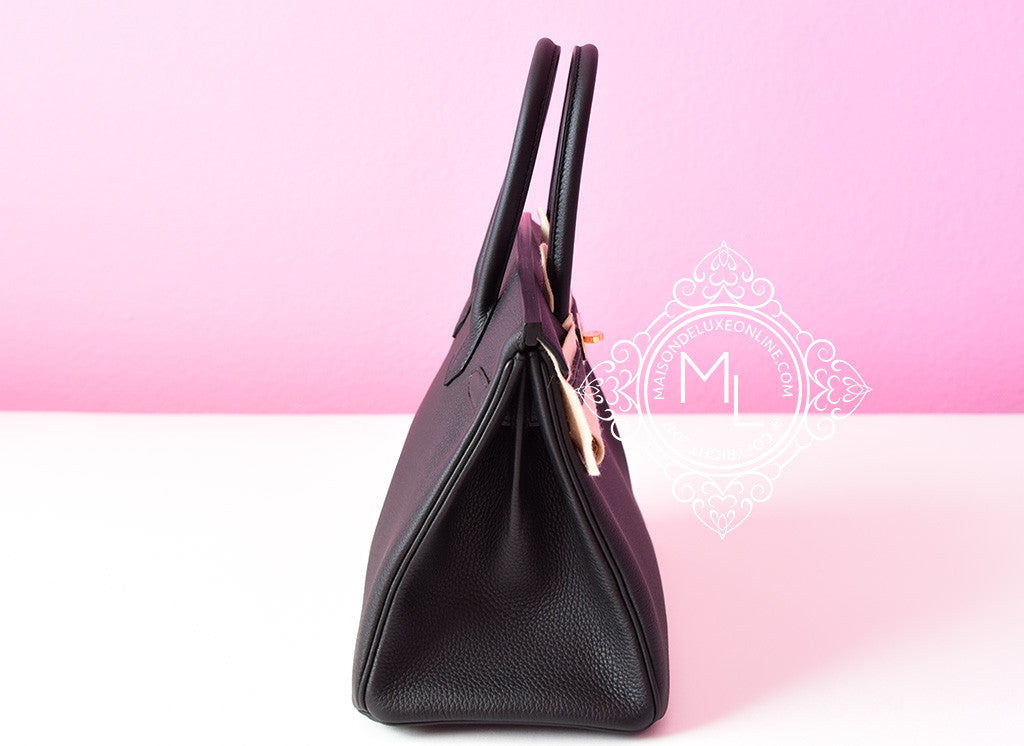 Hermes Black Noir Togo Gold Hardware Birkin 30 Handbag Bag GHW – MAISON de  LUXE
