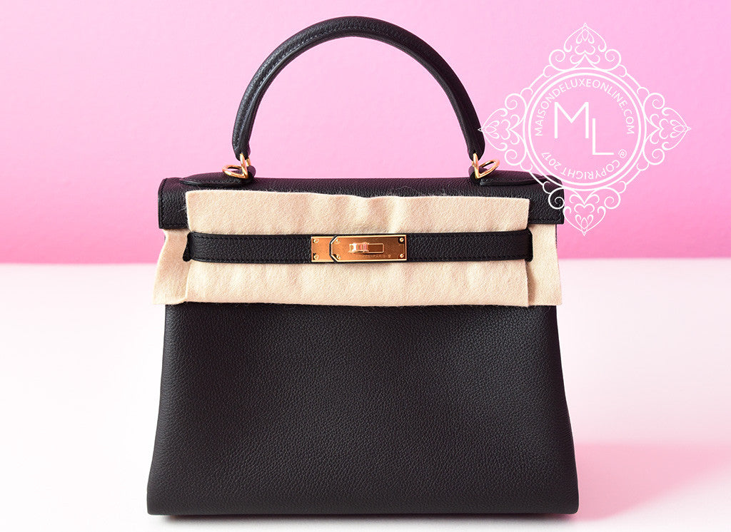 Hermes Kelly Mini Bag Togo Leather Gold Hardware In Black