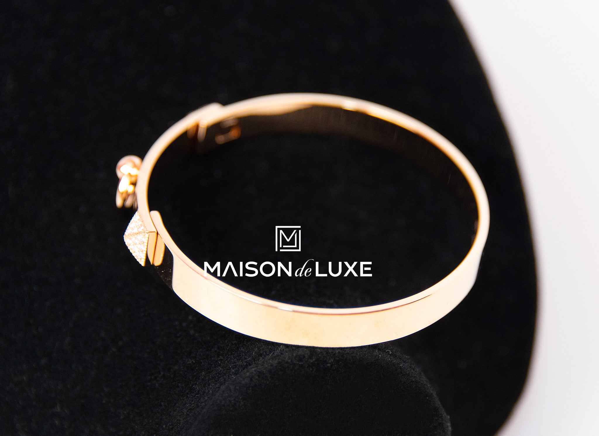 Hermes 18K Rose Gold Collier de Chien CDC Bangle ST Bracelet Cuff – MAISON  de LUXE