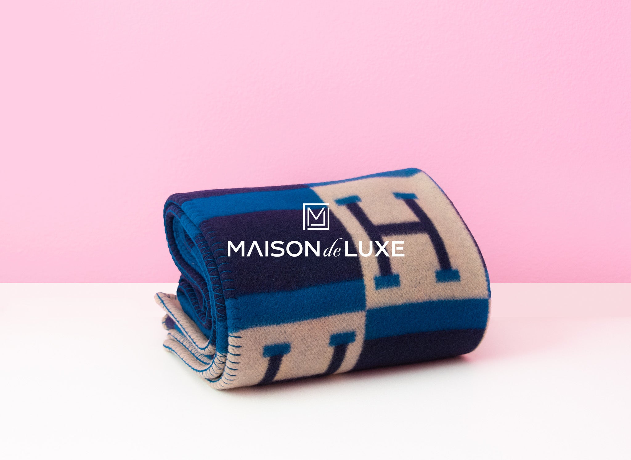 Hermes Marine Blue Wool Cashmere H Avalon Bayaderen Blanket Throw Home –  MAISON de LUXE