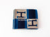 Hermes Marine Blue Wool Cashmere H Avalon Bayadere Blanket