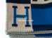 Hermes Marine Blue Wool Cashmere H Avalon Bayadere Blanket