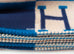 Hermes Marine Blue Wool Cashmere H Avalon Bayadere Blanket