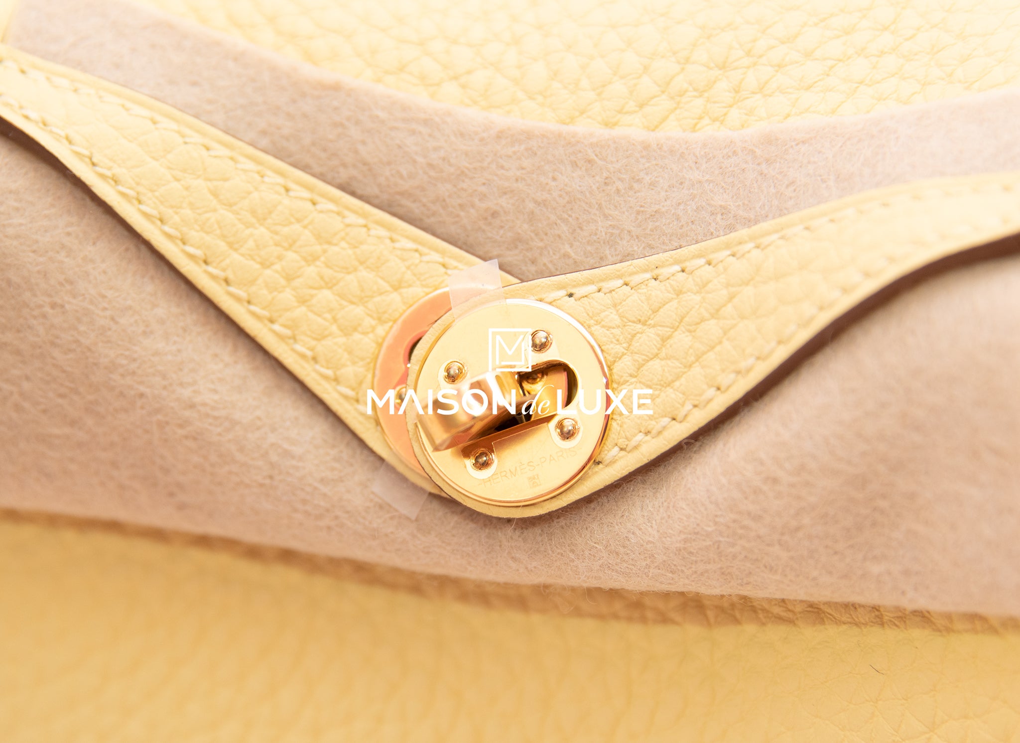 Hermès Jaune Ambre Mini Lindy of Clemence Leather with Gold