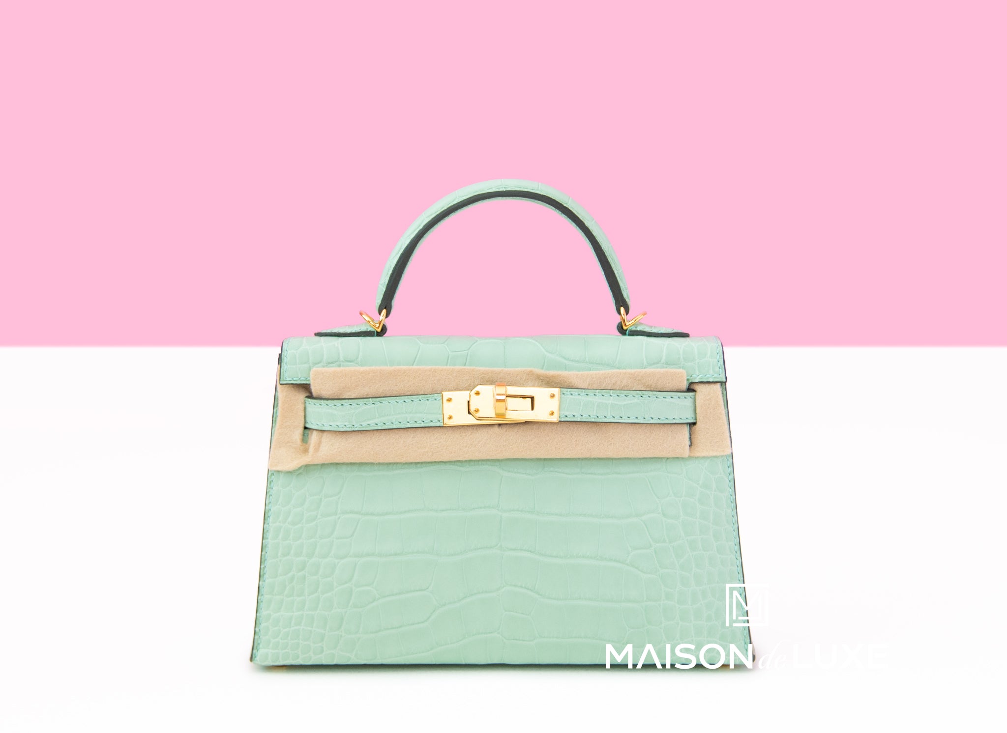 Hermes Mini Kelly II 20 Vert d'eau Matte Crocodile Gold Hardware – MAISON  de LUXE