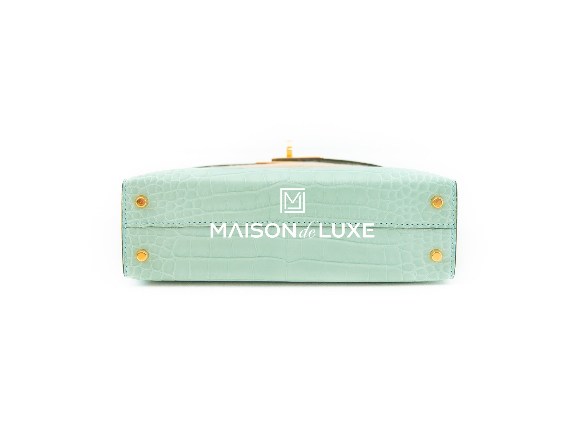 Hermes Mini Kelly II 20 Vert d'eau Matte Crocodile Gold Hardware – MAISON  de LUXE